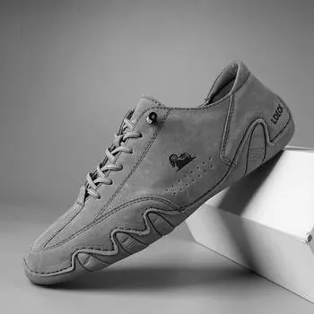 Модные мужские кожаные повседневные туфли 2024 года, новинка, модные кроссовки ручной работы, высококачественные мокасины с бесплатной доставкой, роскошные мужские туфли 38 серый