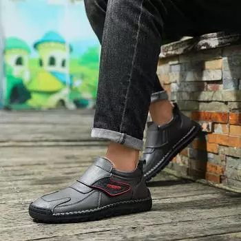 Модные мужские кожаные повседневные туфли для ходьбы, новое поступление, мужские удобные мокасины, мужские универсальные туфли без застежек, люксовые брендовые туфли Monk Strap Flats 38 чёрный