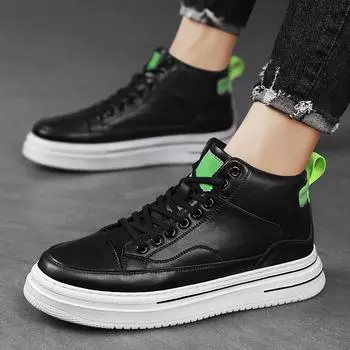 Модные мужские кожаные повседневные туфли на шнуровке весна-осень модные высокие высококачественные дышащие модные мужские черные кожаные туфли 38 белый