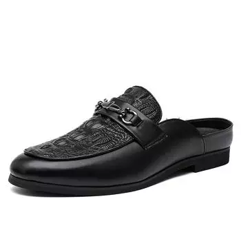 Модные мужские кожаные повседневные туфли в британском стиле с мягкой подошвой, удобные офисные туфли, универсальные мужские мокасины для повседневного использования 38 чёрный