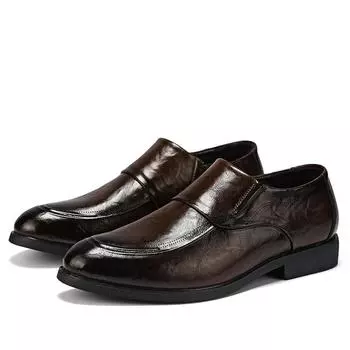 Модные мужские кожаные туфли, черные повседневные туфли без застежек, лоферы для торжественного платья, дышащие мягкие туфли на плоской подошве для мужчин, нескользящие туфли для вождения, офиса, работы 38 чёрный