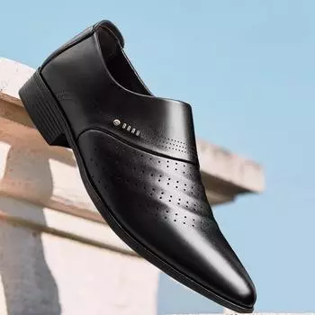 Модные мужские кожаные туфли, деловые, повседневные, формальные, сандалии с мягкой подошвой и нескользящей подошвой, летние, черные кожаные туфли, роскошная обувь 38 коричневый