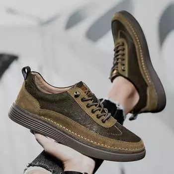Модные мужские кожаные туфли Four Seasons, кроссовки, дышащие повседневные туфли-лоферы, весенние мужские черные/коричневые/бежевые дизайнерские туфли 36 бежевый