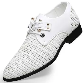 Модные мужские кожаные туфли Hallow Out 2024, лето-осень, новые дизайнерские повседневные кожаные туфли для мужчин, модные однотонные лоферы для мужчин 38