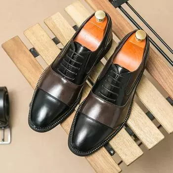 Модные мужские кожаные туфли Итальянские роскошные деловые туфли Универсальные повседневные туфли Высококачественные коричневые классические туфли 38 чёрный