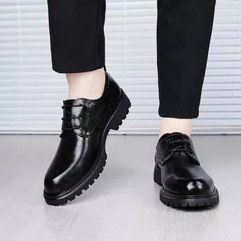 Модные мужские кожаные туфли классического стиля ретро джентльменские туфли для офиса на открытом воздухе деловые вечеринки свадьбы повседневные черные качественные туфли для офиса 38 чёрный