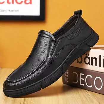 Модные мужские кожаные туфли, мягкая подошва из кожи, универсальные нескользящие дышащие деловые повседневные туфли из коровьей кожи, мужские туфли 38
