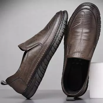 Модные мужские кожаные туфли на открытом воздухе дышащие мокасины повседневные кожаные мужские туфли на плоской подошве мокасины обувь 38 чёрный