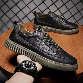 Модные мужские кожаные туфли на шнуровке, удобная мужская обувь для активного отдыха, повседневные британские модные мужские высокие кроссовки, мокасины для мужчин 44 6.5