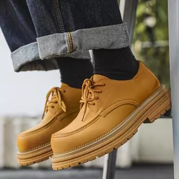Модные мужские кожаные туфли на толстой подошве Модный британский стиль Мужская обувь для взрослых Трендовые вечеринки Отдых на свежем воздухе 38 коричневый