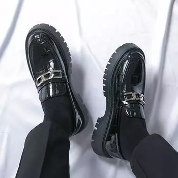 Модные мужские кожаные туфли с круглым носком на платформе с увеличенной толстой подошвой для вечеринок, деловых и свадебных туфель, обувь Zapatos Adidas Hombre 38 зелёный