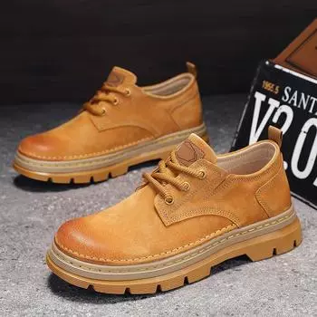 Модные мужские кожаные туфли, туфли ручной работы, дышащие туфли на плоской подошве, кроссовки, рабочая обувь 39 коричневый