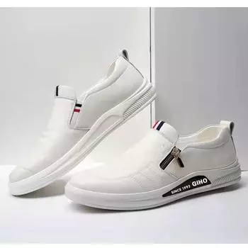 Модные мужские кожаные туфли весна 2024 модные мужские деловые повседневные туфли мягкая подошва нескользящая дышащая теннисная обувь мужская обувь черного цвета 39 белый