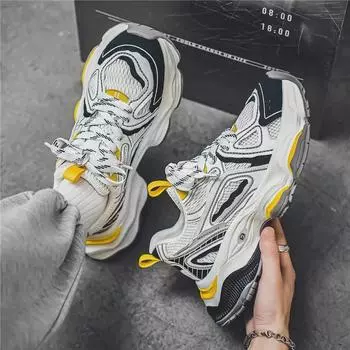 «Модные мужские кроссовки 2024 года из дышащей сетки с толстой подошвой» 44 белый