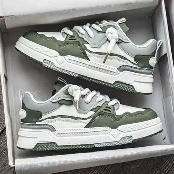 Модные мужские кроссовки 2024 года, модная повседневная обувь на платформе, дышащие спортивные кроссовки для бега, трендовые уличные кроссовки для скейтбординга Zapatillas De Hombre 39 зелёный
