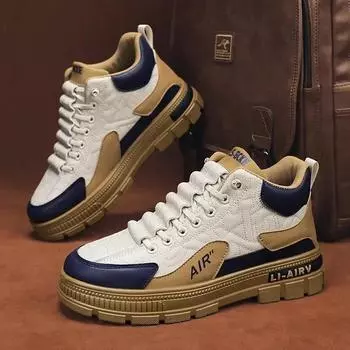 Модные мужские кроссовки 2024 весна осень мода высокие повседневные туфли для мужчин платформа шнуровка вулканизированные туфли мужские теннисные туфли мужские 39