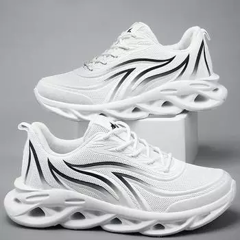 Модные мужские кроссовки для бега, дышащая, высокая эластичность, мужская обувь, большой размер 39-46, мужская повседневная спортивная обувь 39 белый