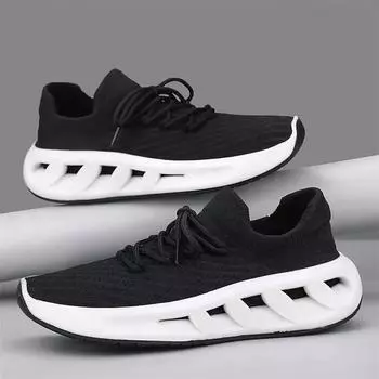 Модные мужские кроссовки для бега, повседневная мужская обувь, удобные дышащие мужские кроссовки 2024 года, новые мягкие туфли на платформе для мужчин 39 чёрный