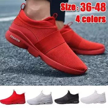 Модные мужские кроссовки для бега, удобная дышащая спортивная обувь на плоской подошве, размер 36-48 48 красный