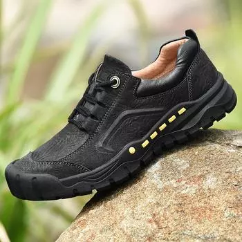 Модные мужские кроссовки для походов в британском стиле с износостойкой подошвой. Мужская спортивная обувь с противоскользящими оксфордскими туфлями цвета хаки. Универсальные. 38 чёрный