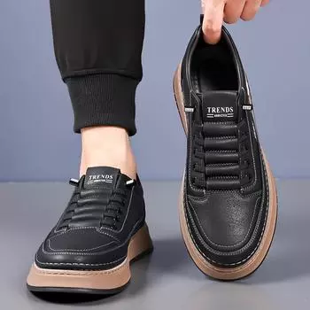 Модные мужские кроссовки для скейтбординга, универсальная мужская повседневная обувь, обувь для прогулок на открытом воздухе, новое поступление 2024 года, кожаные кроссовки со шнуровкой, дорожные оксфорды 38 коричневый