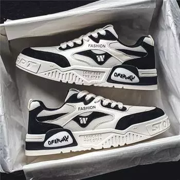 Модные мужские кроссовки, дышащая мужская обувь на плоской подошве, летняя уличная вулканизированная обувь, мужская повседневная обувь 39 чёрный