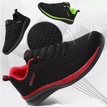 Модные мужские кроссовки, дышащие летающие тканые легкие кроссовки, обувь большого размера 38-48 38 чёрный/золотой