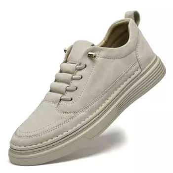 Модные мужские кроссовки из натуральной кожи с мягкой подошвой для ходьбы, весенние дышащие кроссовки для активного отдыха, роскошные брендовые формальные дизайнерские туфли для бега 37 бежевый