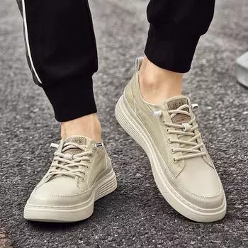 Модные мужские кроссовки из натуральной кожи, горячая распродажа, мужская повседневная обувь, высококачественная мужская удобная прогулочная обувь на шнуровке для скейтбординга 38 хаки