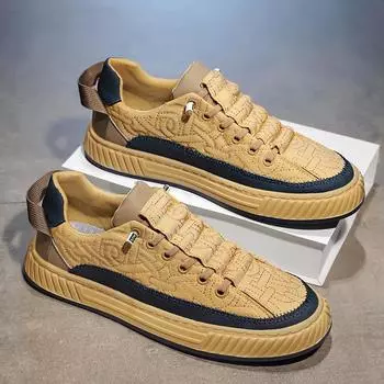 Модные мужские кроссовки из парусины на плоской подошве, мужские туфли на платформе со шнуровкой, мужские вулканизированные туфли Harajuku Zapatos De Hombre 39 хаки