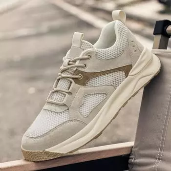 Модные мужские кроссовки из вулканизированной кожи Suede, новые нескользящие кроссовки для активного отдыха, спортивная обувь для скейтбординга класса люкс, однотонные кроссовки со шнуровкой 38 песочный