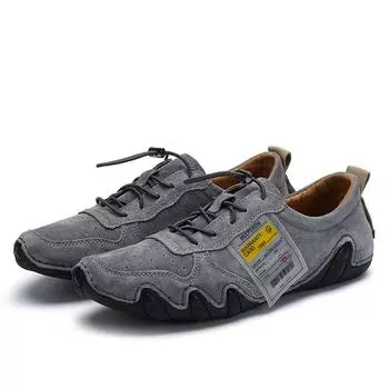 Модные мужские кроссовки из высококачественной кожи, повседневные кроссовки для мужчин, легкие и удобные мужские кроссовки на плоской подошве, прогулочная обувь для мужчин 38 серый