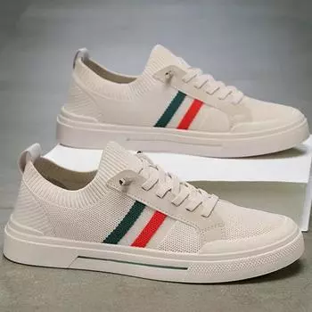 Модные мужские кроссовки, мужские фирменные повседневные мокасины, дышащая сетка, легкие туфли на плоской подошве, уличные мокасины для ходьбы, мужская удобная парусиновая обувь 39 бежевый