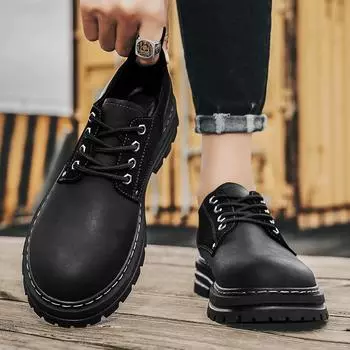 Модные мужские кроссовки, мужские удобные прогулочные туфли, новое поступление, повседневная мужская обувь, универсальные мужские туфли-оксфорды, мужские прогулочные туфли на плоской подошве со шнуровкой 38 чёрный