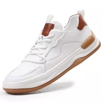 Модные мужские кроссовки на шнуровке, новое поступление, для скейтбординга на открытом воздухе, модные индивидуальные мужские кроссовки из натуральной кожи, универсальная повседневная обувь для мужчин 38 белый