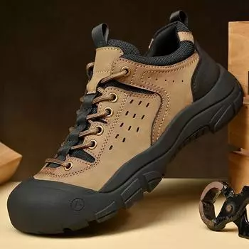 Модные мужские кроссовки на шнуровке, удобные и прочные для альпинизма, высококачественные мужские нескользящие резиновые кроссовки для спорта 38 чёрный