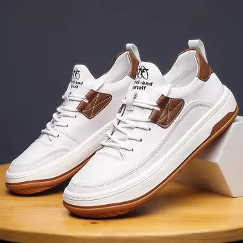 Модные мужские кроссовки Повседневная обувь Кожаные туфли на шнуровке Легкие вулканизированные туфли Кроссовки для ходьбы 39 чёрный