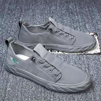 модные мужские кроссовки повседневные дышащие удобные туфли из вулканизированной парусины для мужчин 2024 модные туфли на плоской подошве со шнуровкой теннисные туфли мужские 39 серый