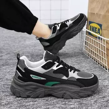 Модные мужские кроссовки с дышащей сеткой корейской версии, модные, толстые, удобные, на шнуровке, мужские спортивные туфли Zapatillas De Hombre 39 белый