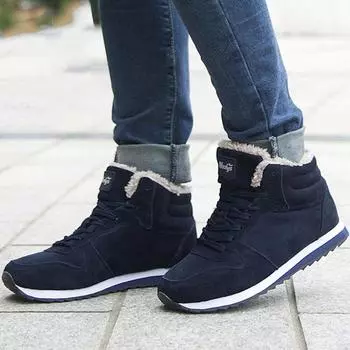 Модные мужские кроссовки с мехом, зимняя обувь для мужчин, повседневные кроссовки, зимние кроссовки, мужские теннисные туфли, повседневная обувь для пар, черные 35 чёрный