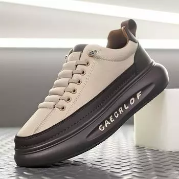 Модные мужские кроссовки с толстой подошвой из вулканизированной кожи, новые модные мужские кроссовки, удобные легкие повседневные кожаные туфли для прогулок на открытом воздухе 39 коричневый