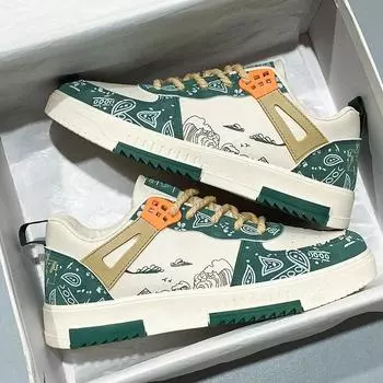 Модные мужские кроссовки, стильные, универсальные, удобные, повседневные туфли, легкие, дышащие, разноцветные, на платформе, мужские туфли для скейтбординга 39 зелёный