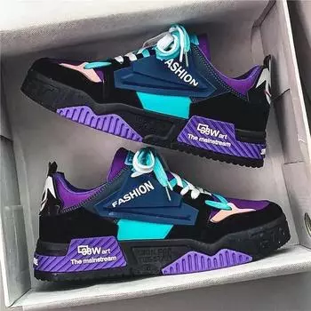 Модные мужские кроссовки, трендовая уличная обувь для скейтбординга, дизайнерская повседневная обувь на платформе для мужчин, на шнуровке, вулканизированная обувь, теннисные туфли для мужчин 39 фиолетовый