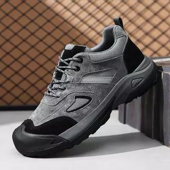 Модные мужские кроссовки в винтажном стиле для походов, нескользящие, на шнуровке, повседневные туфли для путешествий, скалолазания, кемпинга, универсальные мужские кроссовки 38 серый