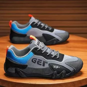 Модные мужские кроссовки, весенние новые популярные повседневные туфли на каблуках, мужские нескользящие дышащие кроссовки из искусственной кожи, легкие плоские туфли 39 серый