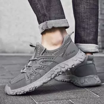 Модные мужские кроссовки весна лето осень зима дышащая сетчатая повседневная обувь легкая уличная обувь офисная рабочая обувь мужская обувь 38 серый