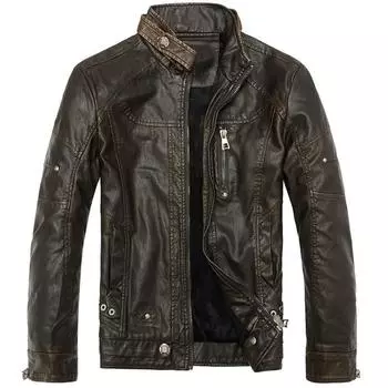 Модные мужские куртки зимние ПУ кожаные куртки тонкие стильные красивые пальто карманы M чёрный