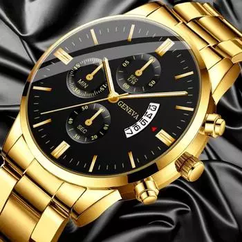 Модные мужские кварцевые часы с календарем, мужские спортивные кварцевые наручные часы из нержавеющей стали с круглым циферблатом