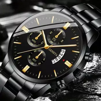 Модные мужские кварцевые часы с календарем, повседневные мужские наручные часы с ремешком из нержавеющей стали, лучшие подарки для него