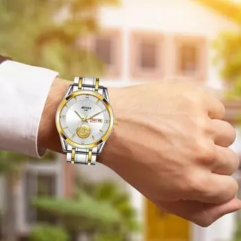 Модные мужские кварцевые наручные часы, классические кварцевые деловые часы с круглым циферблатом, повседневные кварцевые часы для мужчин, повседневная одежда
